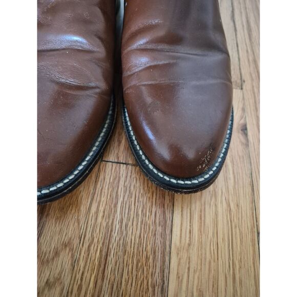 Tony Lama 7704 Vintage Western Cowboy Boots Mens 9B | Brown Leather Stitched main image 6